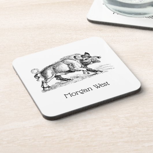  Wilde Boar Tekening BW #2 Onderzetter (Linkerzijde)