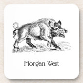  Wilde Boar Tekening BW #2 Onderzetter (Voorkant)