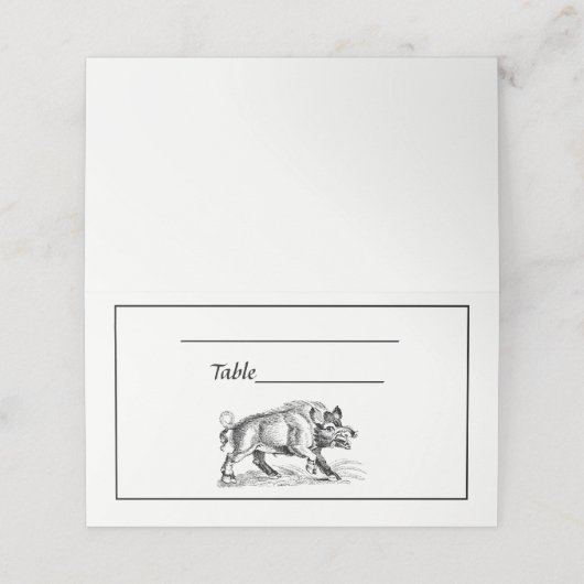  Wilde Boar Tekening BW #2 Plaatskaartje (Buitenkant ongevouwen)