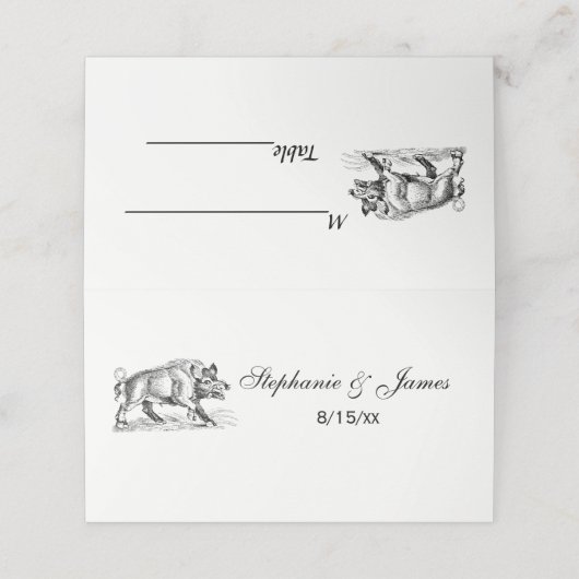  Wilde Boar Tekening BW #2 Plaatskaartje (Buitenkant ongevouwen)