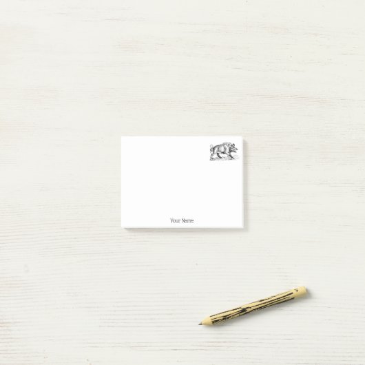  Wilde Boar Tekening BW #2 Post-it® Notes (Op bureau)