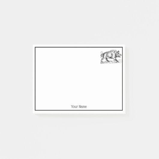 Wilde Boar Tekening BW #2 Post-it® Notes (Voorkant)
