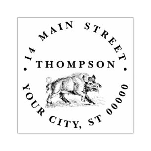 Wilde Boar Tekening BW #2 Rubberstempel