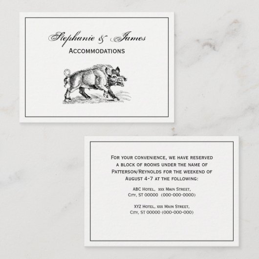  Wilde Boar Tekening BW #2 Visitekaartje (Voorkant / Achterkant)