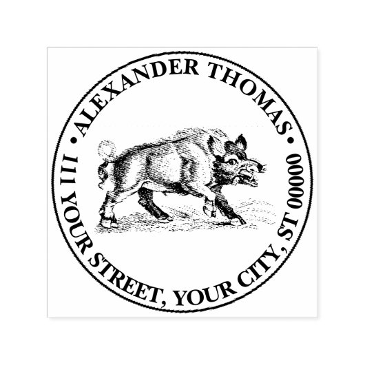  Wilde Boar Tekening BW #2 Zelfinktende Stempel (Design)