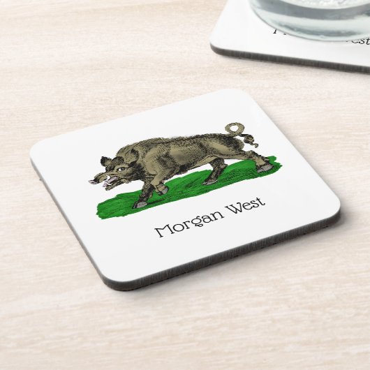  Wilde Boar Tekening BW #3C Bier Onderzetter (Linkerzijde)