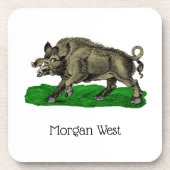  Wilde Boar Tekening BW #3C Bier Onderzetter (Voorkant)