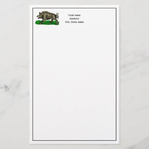 Wilde Boar Tekening BW #3C Briefpapier