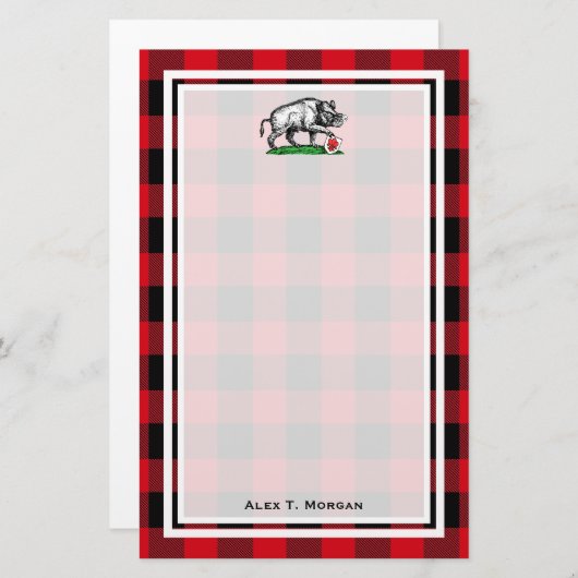  Wilde Boar Tekening BW #3C Briefpapier (Voorkant / Achterkant)