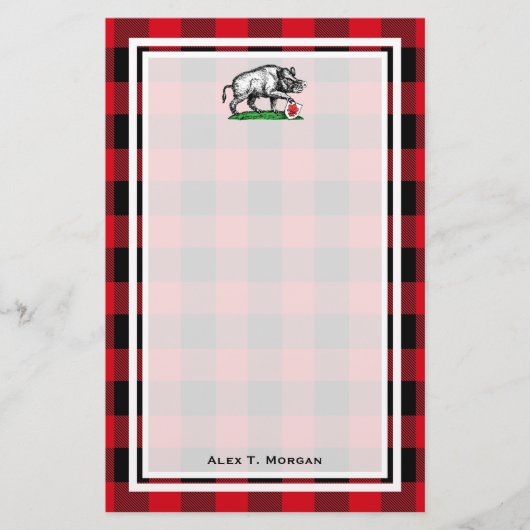  Wilde Boar Tekening BW #3C Briefpapier (Voorkant)