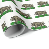  Wilde Boar Tekening BW #3C Cadeaupapier (Rol Hoek)