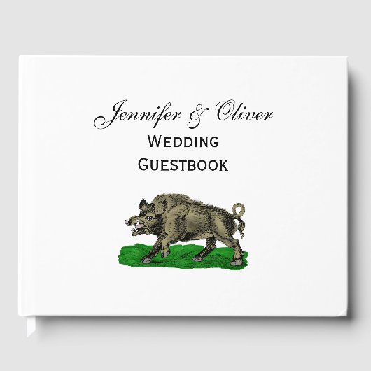  Wilde Boar Tekening BW #3C Gastenboek (Voorkant)