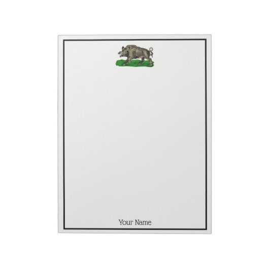  Wilde Boar Tekening BW #3C Notitieblok (Linkerzijde)