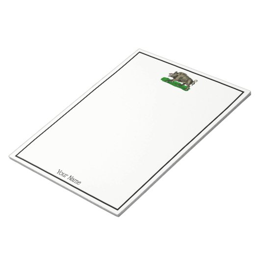  Wilde Boar Tekening BW #3C Notitieblok (Schuin)