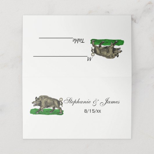  Wilde Boar Tekening BW #3C Plaatskaartje (Buitenkant ongevouwen)
