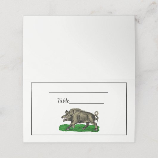  Wilde Boar Tekening BW #3C Plaatskaartje (Buitenkant ongevouwen)