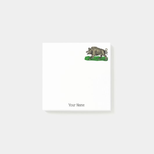  Wilde Boar Tekening BW #3C Post-it® Notes (Voorkant)