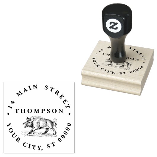  Wilde Boar Tekening BW #3C Rubberstempel (Gestempeld)