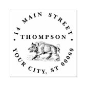  Wilde Boar Tekening BW #3C Rubberstempel (Afrduk)