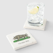  Wilde Boar Tekening BW #3C Stenen Onderzetter (Zijkant)