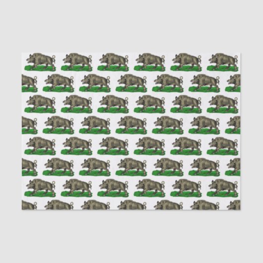  Wilde Boar Tekening BW #3C Tissuepapier (Voorkant)