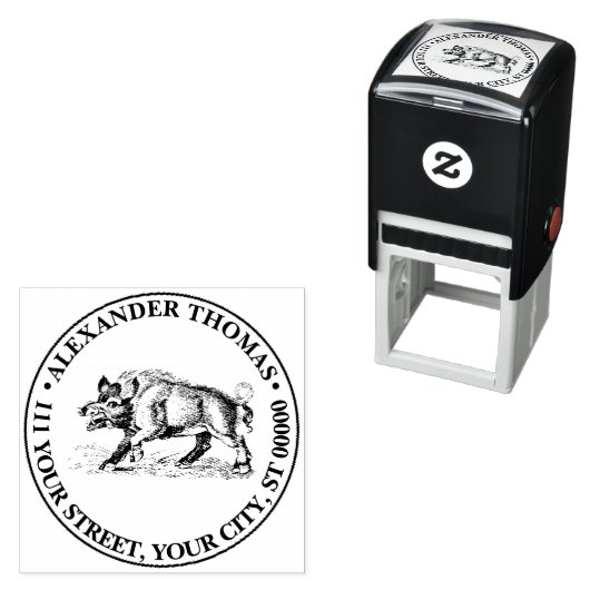  Wilde Boar Tekening BW #3C Zelfinktende Stempel (In situ)