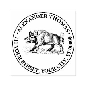  Wilde Boar Tekening BW #3C Zelfinktende Stempel