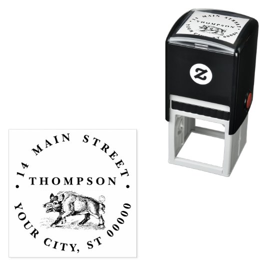  Wilde Boar Tekening BW #3C Zelfinktende Stempel (In situ)