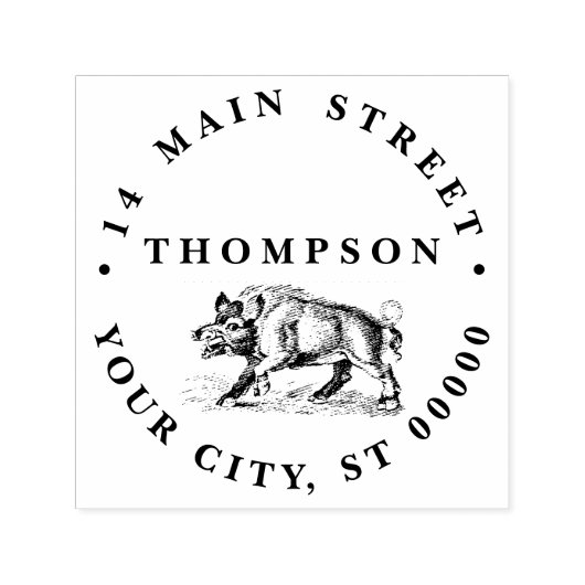  Wilde Boar Tekening BW #3C Zelfinktende Stempel (Design)