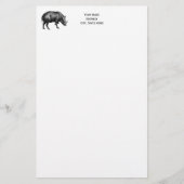  Wilde Boar Tekening BW Briefpapier (Voorkant)