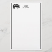  Wilde Boar Tekening BW Briefpapier (Voorkant)