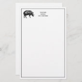  Wilde Boar Tekening BW Briefpapier (Voorkant / Achterkant)
