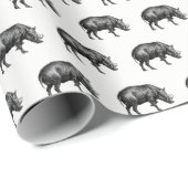  Wilde Boar Tekening BW Cadeaupapier (Rol Hoek)