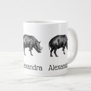 Wilde Boar Tekening BW Grote Koffiekop