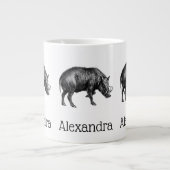 Wilde Boar Tekening BW Grote Koffiekop (Voorkant)