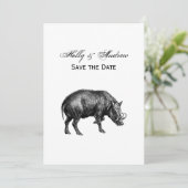 Wilde Boar Tekening BW Kaart (Staand voorkant)