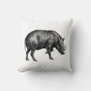  Wilde Boar Tekening BW Kussen