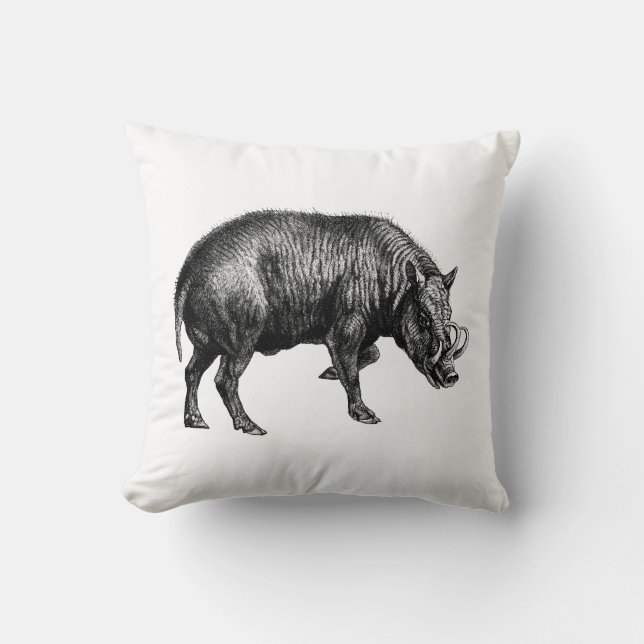  Wilde Boar Tekening BW Kussen (Voorkant)