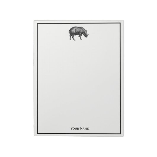 Wilde Boar Tekening BW Notitieblok (Linkerzijde)