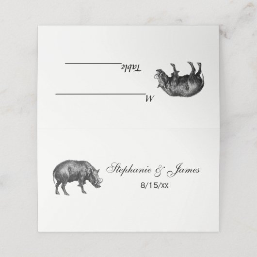  Wilde Boar Tekening BW Plaatskaartje (Buitenkant ongevouwen)