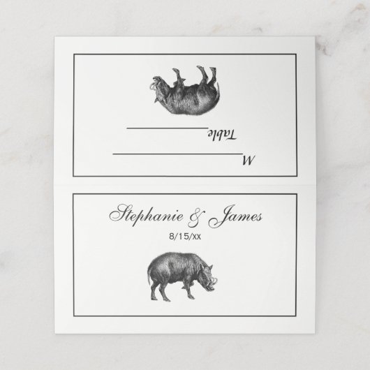 Wilde Boar Tekening BW Plaatskaartje (Buitenkant ongevouwen)