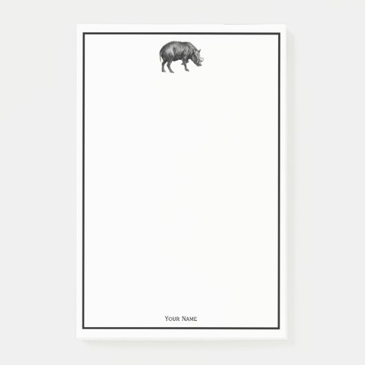 Wilde Boar Tekening BW Post-it® Notes (Voorkant)