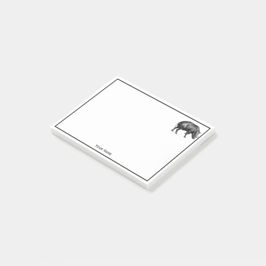  Wilde Boar Tekening BW Post-it® Notes (Schuin)