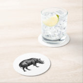  Wilde Boar Tekening BW Ronde Kartonnen Onderzetter (Insitu)