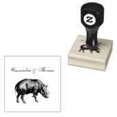  Wilde Boar Tekening BW Rubberstempel (Gestempeld)