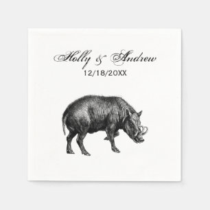  Wilde Boar Tekening BW Servet