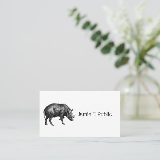  Wilde Boar Tekening BW Visitekaartje (Staand voorkant)