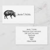  Wilde Boar Tekening BW Visitekaartje (Voorkant / Achterkant)