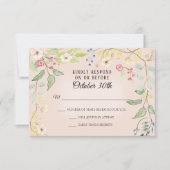 Wilde Boheemse Blos Roze Perzik Waterverf RSVP Kaart (Voorkant)