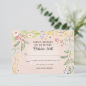 Wilde Bohemian Blush Pink Peach Waterverf RSVP Kaart (Staand voorkant)